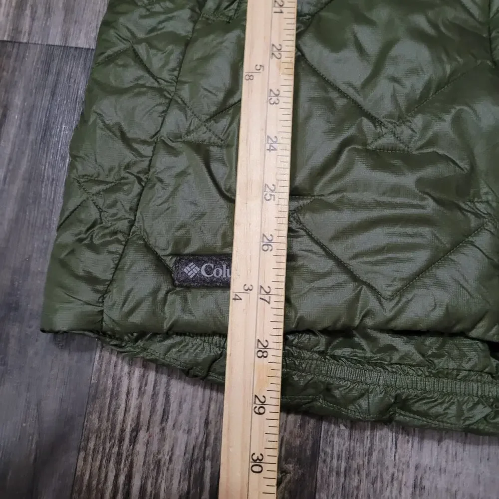 Columbia Hooded Puffer Jacket Parka Womens XS Green Long Quilted - Picture 4 of 10
